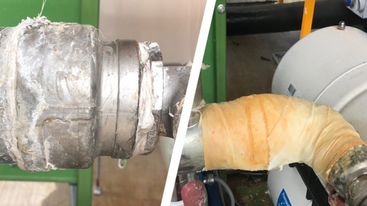 A CHP System in an on-site Power Plant in the United Kingdom is repaied using a SylWrap Pipe Repair Kit