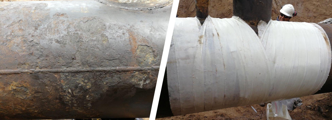 A SylWrap pipeline repair made to a pipe in an oil well in Argentina