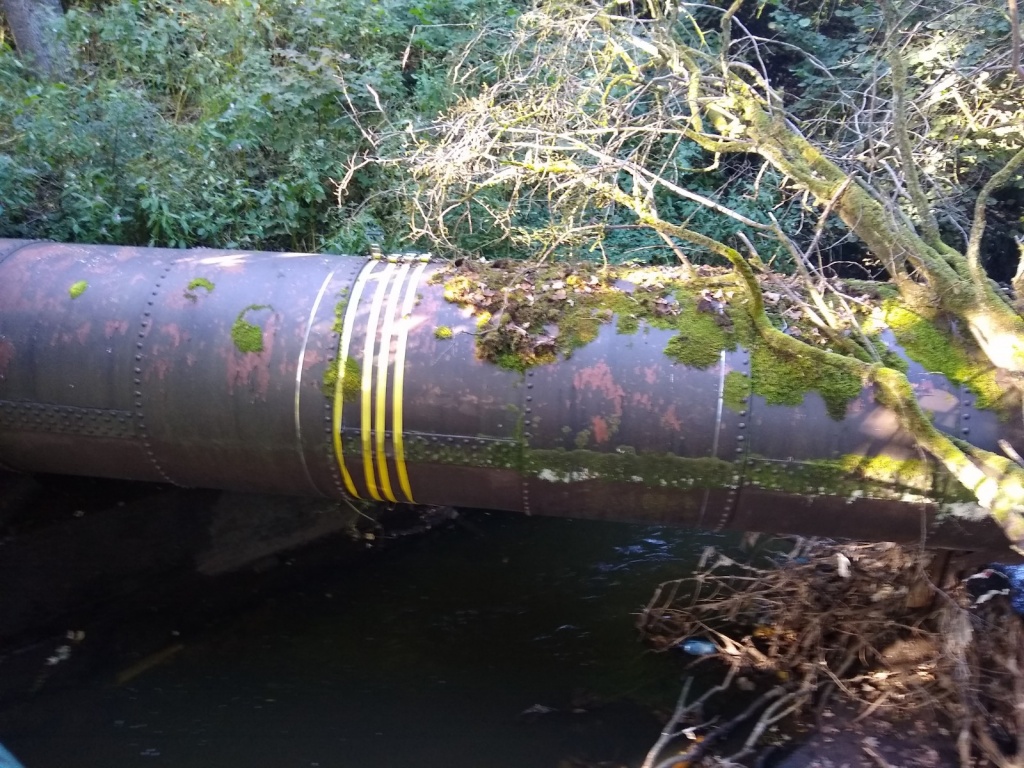 A 20 metre long pipe bridge in Lancashire which was leaking wastewater into a stream below