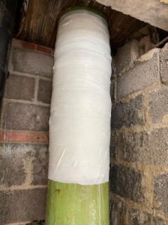 Completed repair of an air conditioning pipe in a London hospital made using a SylWrap HD Pipe Repair Bandage