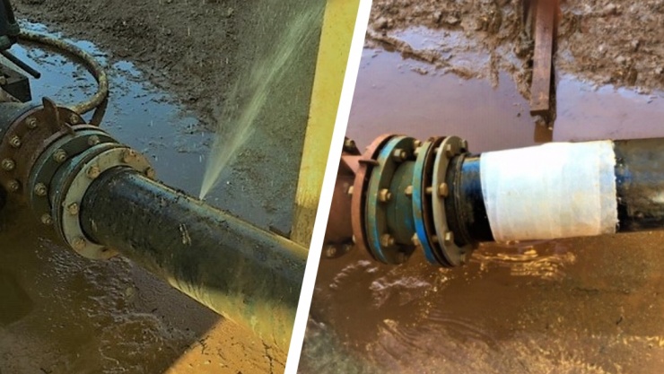Repair of a plastic pipe in a UK quarry leaking from a pinhole