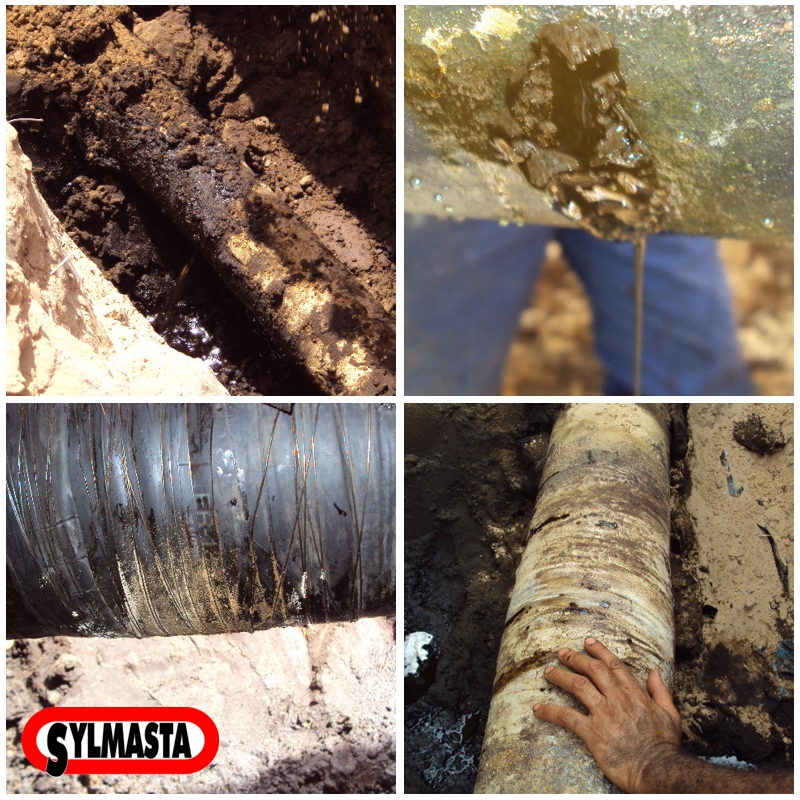 Sylmasta repair an underground 200mm fuel oil pipe line in Libya leaking through a crack caused by corrosion 