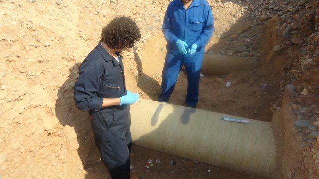 Completed pipe integrity repair of a 400mm GRP pipe suffering from external surface damage in Saudi Arabia