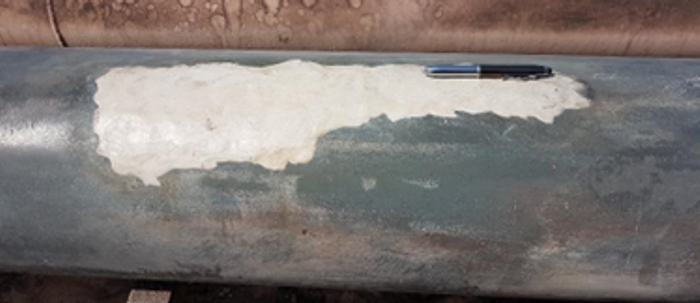 Sylmasta AB Original Epoxy Putty used in the reinforcement of a steel pipe suffering from heavy corrosion