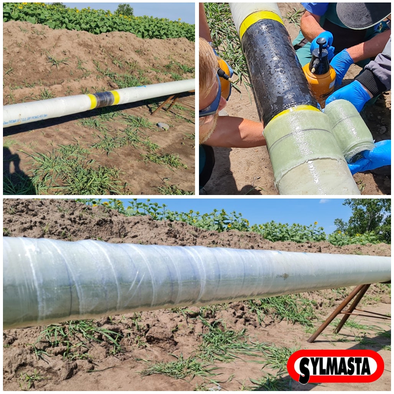 A natural gas pipeline in Czechia undergoes pipe weld protection ahead of horizontal directional drilling using SylShield