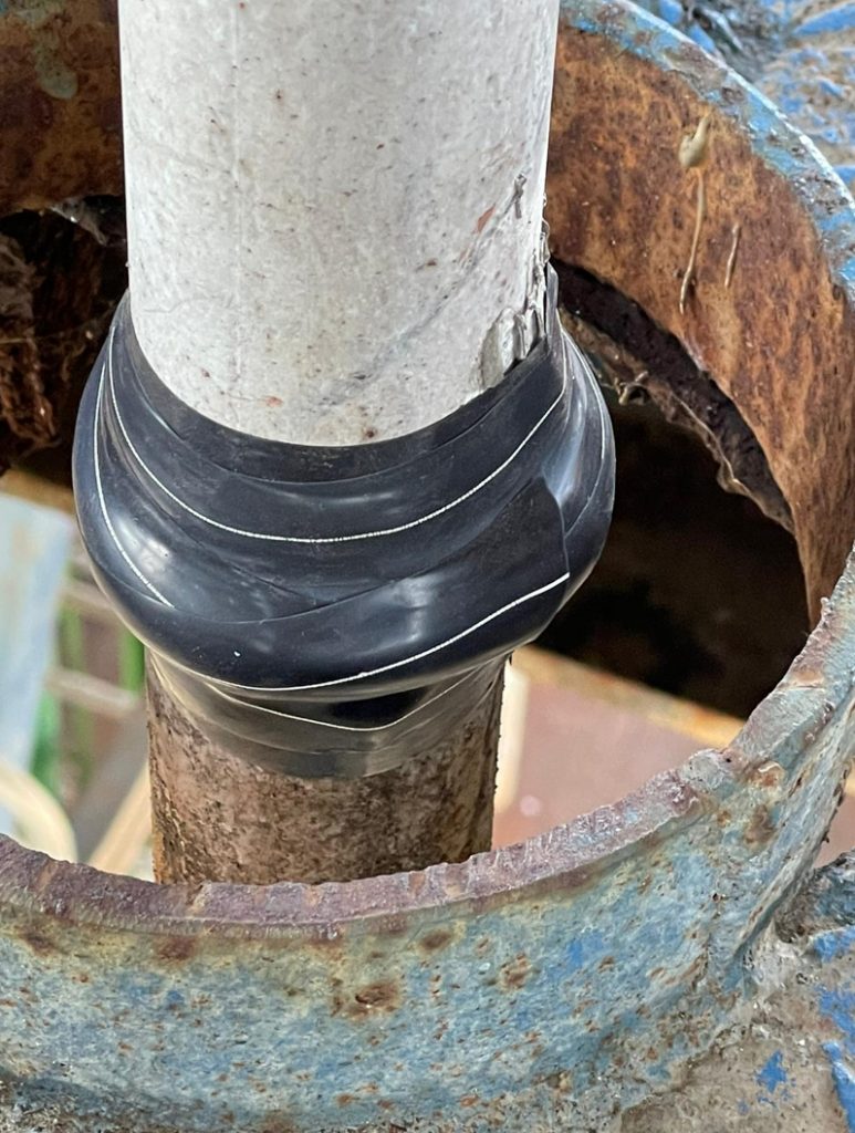 Wrap & Seal Pipe Burst Tape used to repair a live leak on an alcohol pipe at a sugar mill