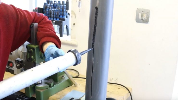 CrackSeal Pipe Sealant is used to fix a crack in a cast iron pipe