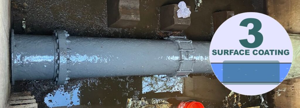 A surface coating can be used to protect a pipe from corrosion, chemical attack and other external factors