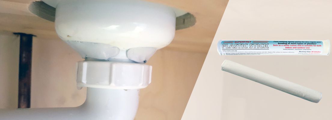 Superfast Plastic Epoxy Putty is used to repair leaking plastic PVC and ABS pipes
